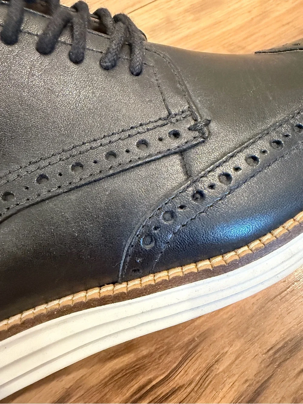Cole Haan ØriginalGrand Wingtip Oxford Shoes Black Leather Men’s 8.5